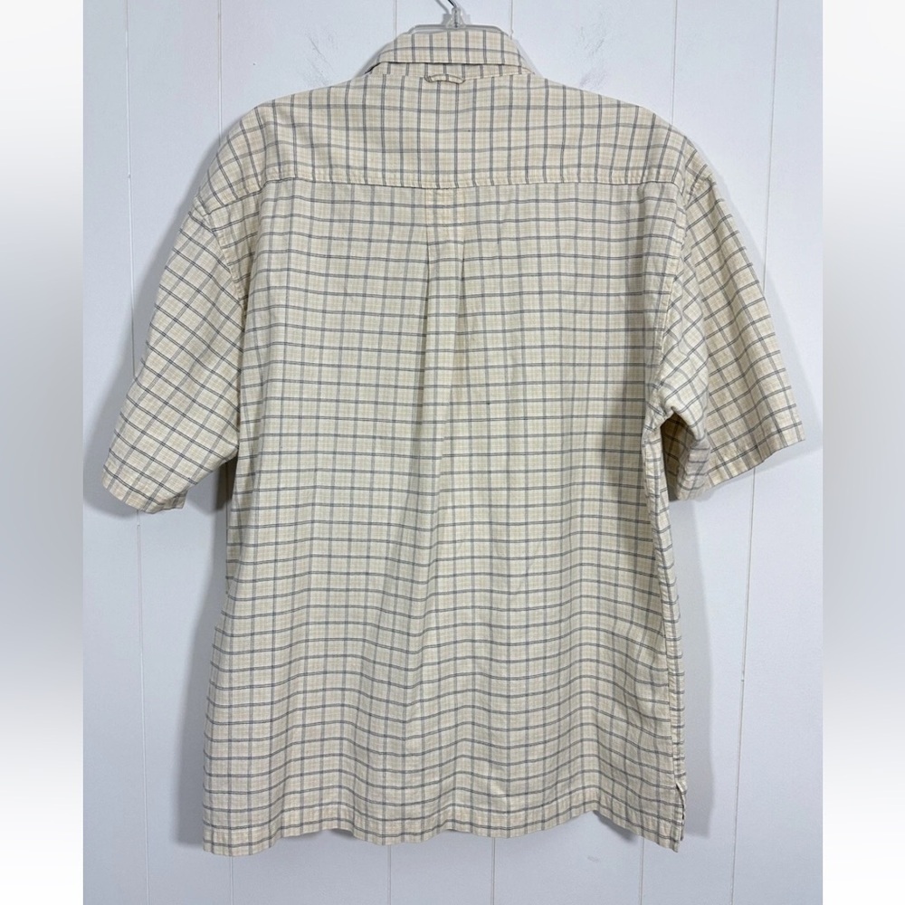Timberland Shirt Men's Size L Yellow Plaid Button Down 100% Cotton Short Sleeve - Picture 3 of 8